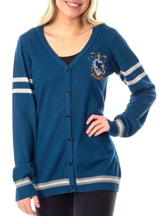 Warner Bros. Sweaters - NEW Harry Potter Ravenclaw Sweater Cardigan Juniors L Embroidered School Girl